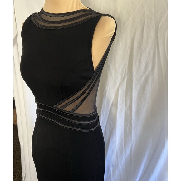 Tadashi Shoji Black Mesh Panel Evening Gown Elegant Formal Dress S - Picture 6 of 16